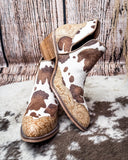 Christina Cow Print Bootie in Tan by Very G - Women's Shoes - Very G - Bronco Western Supply Co.
