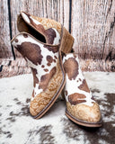 Christina Cow Print Bootie in Tan by Very G - Women's Shoes - Very G - Bronco Western Supply Co.