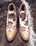 Christina Cow Print Bootie in Tan by Very G - Women's Shoes - Very G - Bronco Western Supply Co.