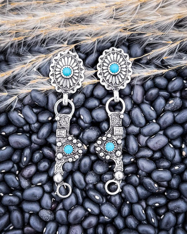 Cimarron Bit Dangle Fashion Earrings - Jewelry - Blue Tortoise - Bronco Western Supply Co.