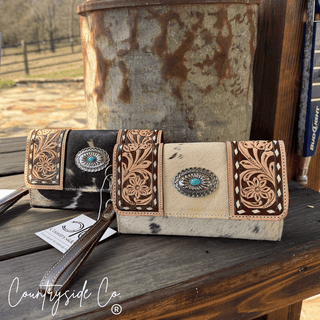Concho & Hide Tooled Leather Wallet and Wristlet by Countryside Co. – Purses & Wallets from Bronco Western Supply Co.