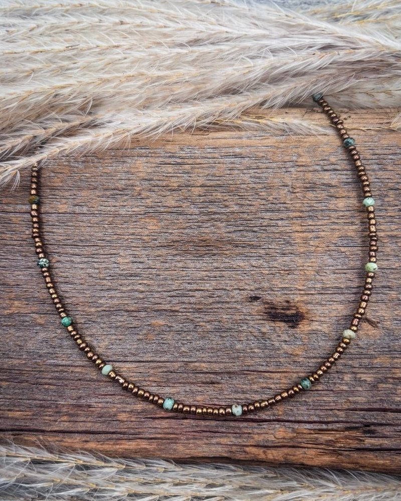 Copper Creek African Turquoise Glass Bead Choker – Jewelry from Bronco Western Supply Co.