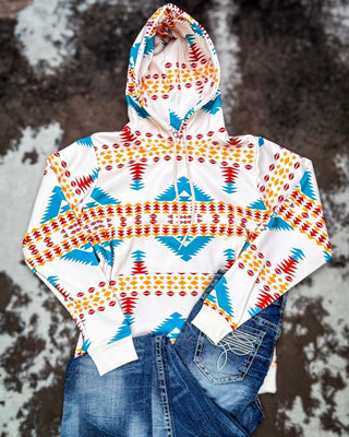 Copperline Aztec Hoodie in Cream – Apparel from Bronco Western Supply Co.