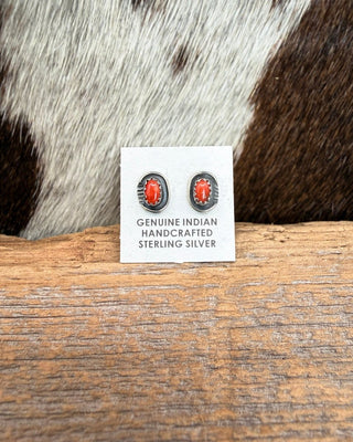 Coral Kiss Sterling Silver and Natural Coral Stud Earrings – Jewelry from Bronco Western Supply Co.