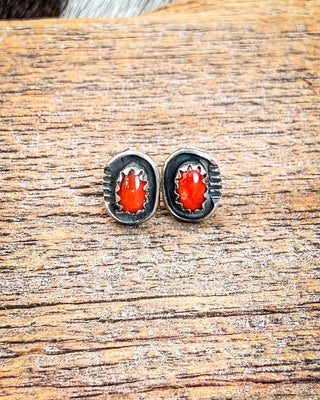 Coral Kiss Sterling Silver and Natural Coral Stud Earrings – Jewelry from Bronco Western Supply Co.