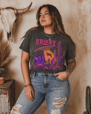 Cosmic Cowgirl Howdy Graphic Tee in Pepper – Apparel from Bronco Western Supply Co.