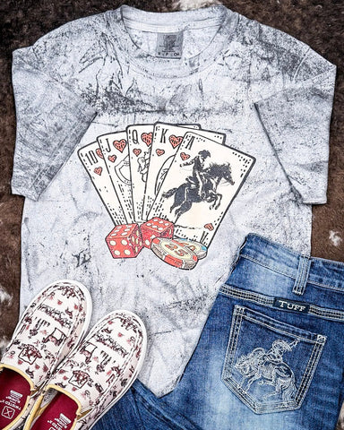 Cowboy Playing Cards Graphic Tee - Smoke - Shirts & Tops - The Way Down South - Bronco Western Supply Co.