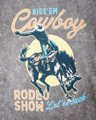 Cowboy Rodeo Show Boyfriend Tee in Mocha Mineral Wash – Apparel from Bronco Western Supply Co.