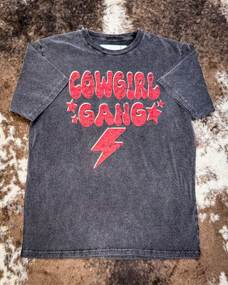 Cowgirl Gang Vintage Graphic Tee - Black Acid Wash – Apparel from Bronco Western Supply Co.