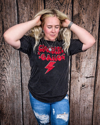 Cowgirl Gang Vintage Graphic Tee - Black Acid Wash – Apparel from Bronco Western Supply Co.
