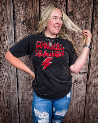Cowgirl Gang Vintage Graphic Tee - Black Acid Wash – Apparel from Bronco Western Supply Co.