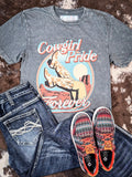 Cowgirl Pride Graphic Tee - Gray - Apparel - Lotus Fashion - Bronco Western Supply Co.