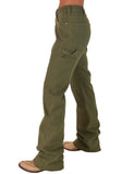Cowgirl Tuff - Army Carpenter Flannel Lined Bootcut Jeans – Natural Waist Olive Green - Apparel - Cowgirl Tuff Company - Bronco Western Supply Co.