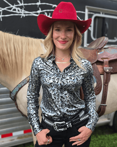 Cowgirl Tuff Black and Silver Starlight Shatter Pullover Button Up - Apparel - Cowgirl Tuff Company - Bronco Western Supply Co.