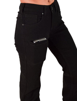 Cowgirl Tuff - Black Sport Trouser Jeans – Natural Waist with Cellphone Pocket – Apparel from Bronco Western Supply Co.