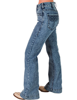Cowgirl Tuff - Boot Stitch Blues High - Rise Trouser Jeans – Light Wash – Apparel from Bronco Western Supply Co.
