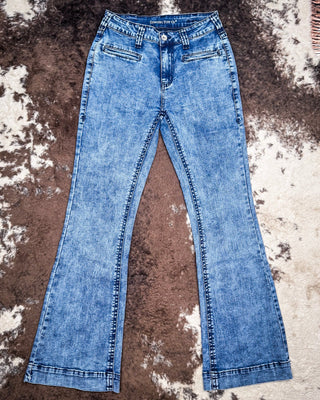 Cowgirl Tuff - Boot Stitch Blues High - Rise Trouser Jeans – Light Wash – Apparel from Bronco Western Supply Co.