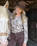 Cowgirl Tuff Brown and Cream Lace Pullover Button Up - Apparel - Cowgirl Tuff Company - Bronco Western Supply Co.