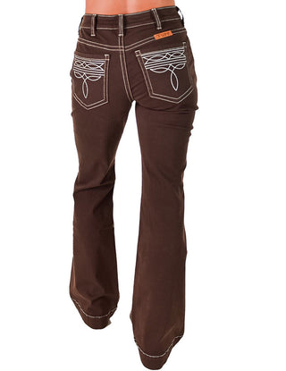 Cowgirl Tuff - Brown Boot Stitch High - Rise Trouser Jeans – Apparel from Bronco Western Supply Co.
