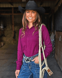 Cowgirl Tuff Burgundy Fleece Stretch Pullover Button Up - Apparel - Cowgirl Tuff Company - Bronco Western Supply Co.