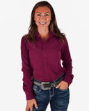 Cowgirl Tuff Burgundy Fleece Stretch Pullover Button Up - Apparel - Cowgirl Tuff Company - Bronco Western Supply Co.