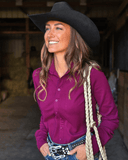Cowgirl Tuff Burgundy Fleece Stretch Pullover Button Up - Apparel - Cowgirl Tuff Company - Bronco Western Supply Co.