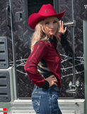 Cowgirl Tuff Cherry Blaze Pullover Button Up in Metallic Red - Apparel - Cowgirl Tuff Company - Bronco Western Supply Co.