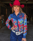 Cowgirl Tuff Denim Rose Pullover Button Up - Apparel - Cowgirl Tuff Company - Bronco Western Supply Co.