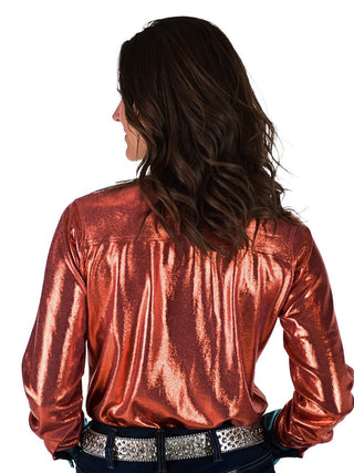 Cowgirl Tuff Desert Mirage Zip Top – Rust Metallic Long Sleeve – Apparel from Bronco Western Supply Co.