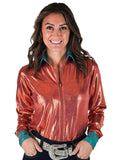 Cowgirl Tuff Desert Mirage Zip Top – Rust Metallic Long Sleeve - Apparel - Cowgirl Tuff Company - Bronco Western Supply Co.