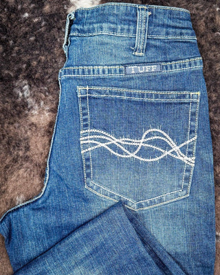 Cowgirl Tuff - DFMI Wide Leg Trouser Jeans – High Waist Medium Wash Denim – Apparel from Bronco Western Supply Co.