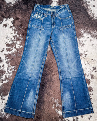 Cowgirl Tuff - DFMI Wide Leg Trouser Jeans – High Waist Medium Wash Denim – Apparel from Bronco Western Supply Co.