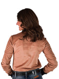 Cowgirl Tuff Dust Whisper Top – Tan Stretch Suede Button Up with Embroidery - Apparel - Cowgirl Tuff Company - Bronco Western Supply Co.