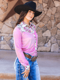 Cowgirl Tuff Dusty Rose – Metallic Button Up with Paisley Accents - Apparel - Cowgirl Tuff Company - Bronco Western Supply Co.