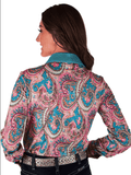 Cowgirl Tuff Electric Prairie – Paisley Print Stretch Button Up with Turquoise Foil - Apparel - Cowgirl Tuff Company - Bronco Western Supply Co.