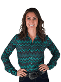 Cowgirl Tuff Emerald Reign – Chevron Stretch Button Up - Apparel - Cowgirl Tuff Company - Bronco Western Supply Co.