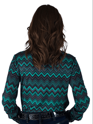 Cowgirl Tuff Emerald Reign – Chevron Stretch Button Up – Apparel from Bronco Western Supply Co.