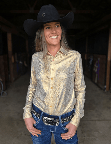 Cowgirl Tuff Golden Viper Pullover Button Up with Holographic Foil - Apparel - Cowgirl Tuff Company - Bronco Western Supply Co.