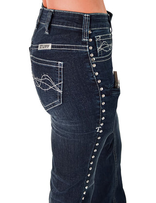 Cowgirl Tuff - Grand Entry Jeans – Crystal Studded Dark Wash Trouser Denim – Apparel from Bronco Western Supply Co.