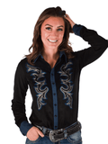 Cowgirl Tuff Nightfall Rodeo – Black Stretch Suede Button Up with Embroidery - Apparel - Cowgirl Tuff Company - Bronco Western Supply Co.