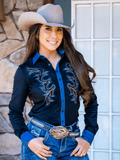 Cowgirl Tuff Nightfall Rodeo – Black Stretch Suede Button Up with Embroidery - Apparel - Cowgirl Tuff Company - Bronco Western Supply Co.