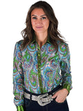 Cowgirl Tuff Paisley Penelope Pullover Button Up Paisley With Green Metallic Accents - Apparel - Cowgirl Tuff Company - Bronco Western Supply Co.