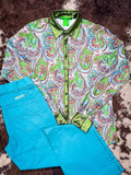Cowgirl Tuff Paisley Penelope Pullover Button Up Paisley With Green Metallic Accents - Apparel - Cowgirl Tuff Company - Bronco Western Supply Co.