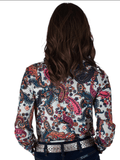 Cowgirl Tuff Paisley Stampede – White and Paisley Print Button Up - Apparel - Cowgirl Tuff Company - Bronco Western Supply Co.