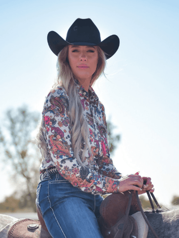 Cowgirl Tuff Paisley Stampede – White and Paisley Print Button Up - Apparel - Cowgirl Tuff Company - Bronco Western Supply Co.