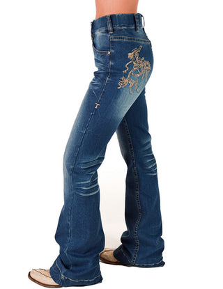 Cowgirl Tuff - Pull - On Buck’n Bronc Trouser Jeans – Natural Waist Medium Wash – Apparel from Bronco Western Supply Co.