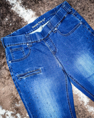 Cowgirl Tuff Pull - On Sapphire Bling Trouser – Apparel from Bronco Western Supply Co.