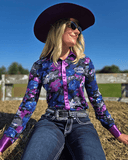 Cowgirl Tuff Purple Meadow Pullover Button Up - Apparel - Cowgirl Tuff Company - Bronco Western Supply Co.