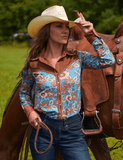 Cowgirl Tuff Ranch Ready Pullover Button Up with Brown Suede - Apparel - Cowgirl Tuff Company - Bronco Western Supply Co.