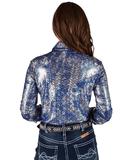 Cowgirl Tuff Royal Blue Glitz and Grit Pullover Button Up - Apparel - Cowgirl Tuff Company - Bronco Western Supply Co.